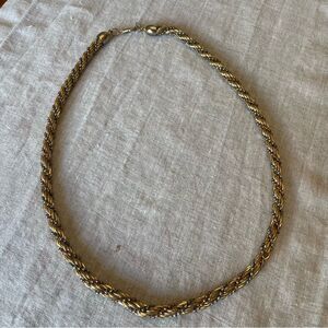 VINTAGE- Gold Tone Twisted Chain Link Necklace 25” Marked Korea